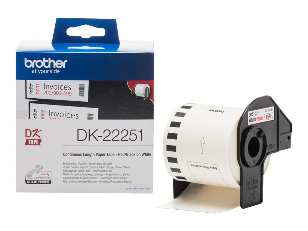 Endlos-Etiketten DK-22251 rot/schwarz, 62mm x 15,24m Endlos-Etiketten DK-22251 rot/schwarz, 62mm x 15,24m
