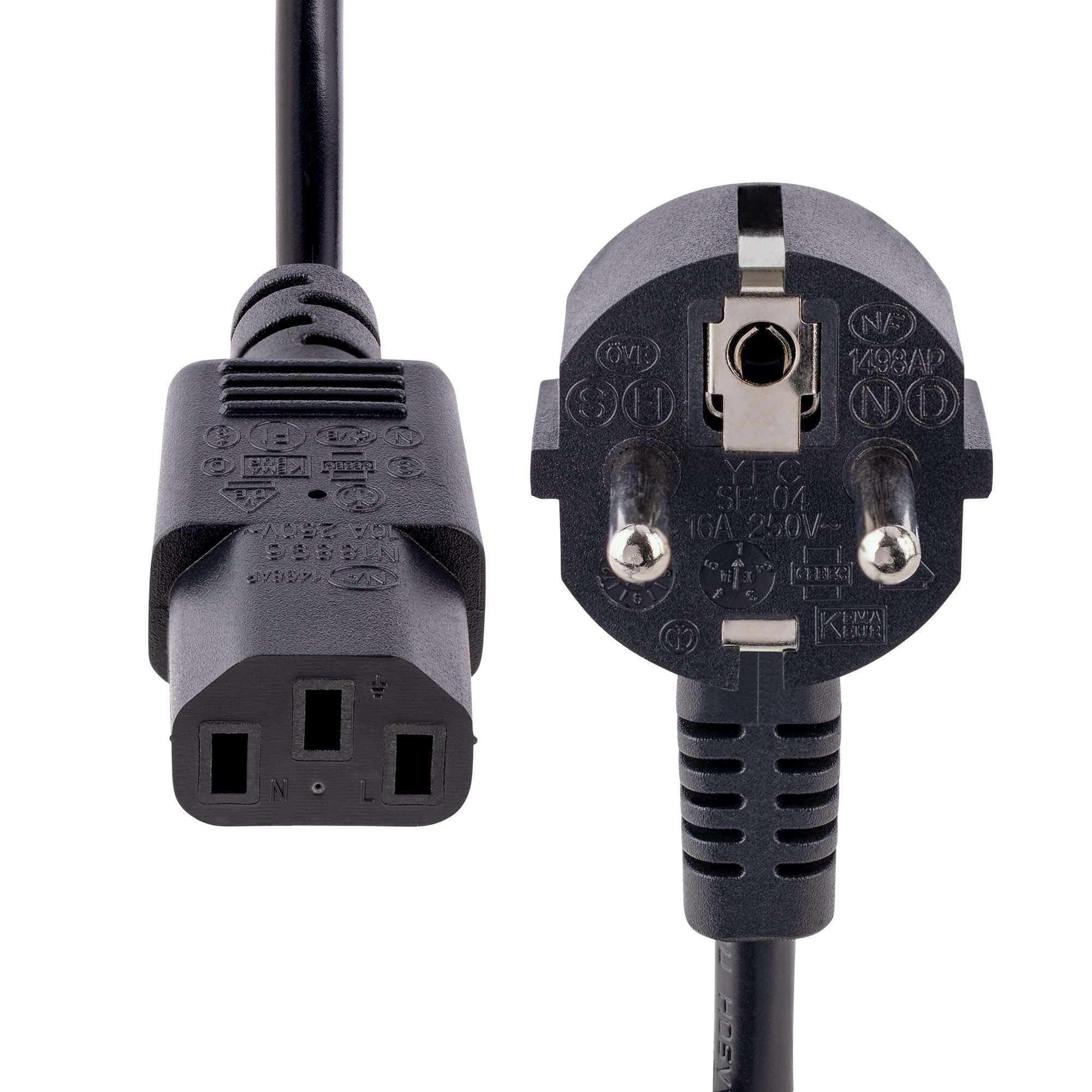 STARTECHCOM 3m 10ft Computer Power Cord 18AWG EU Schuko to C13 10A 250V Black Replacement AC PC Power Cord TVMonitor Power Cable
