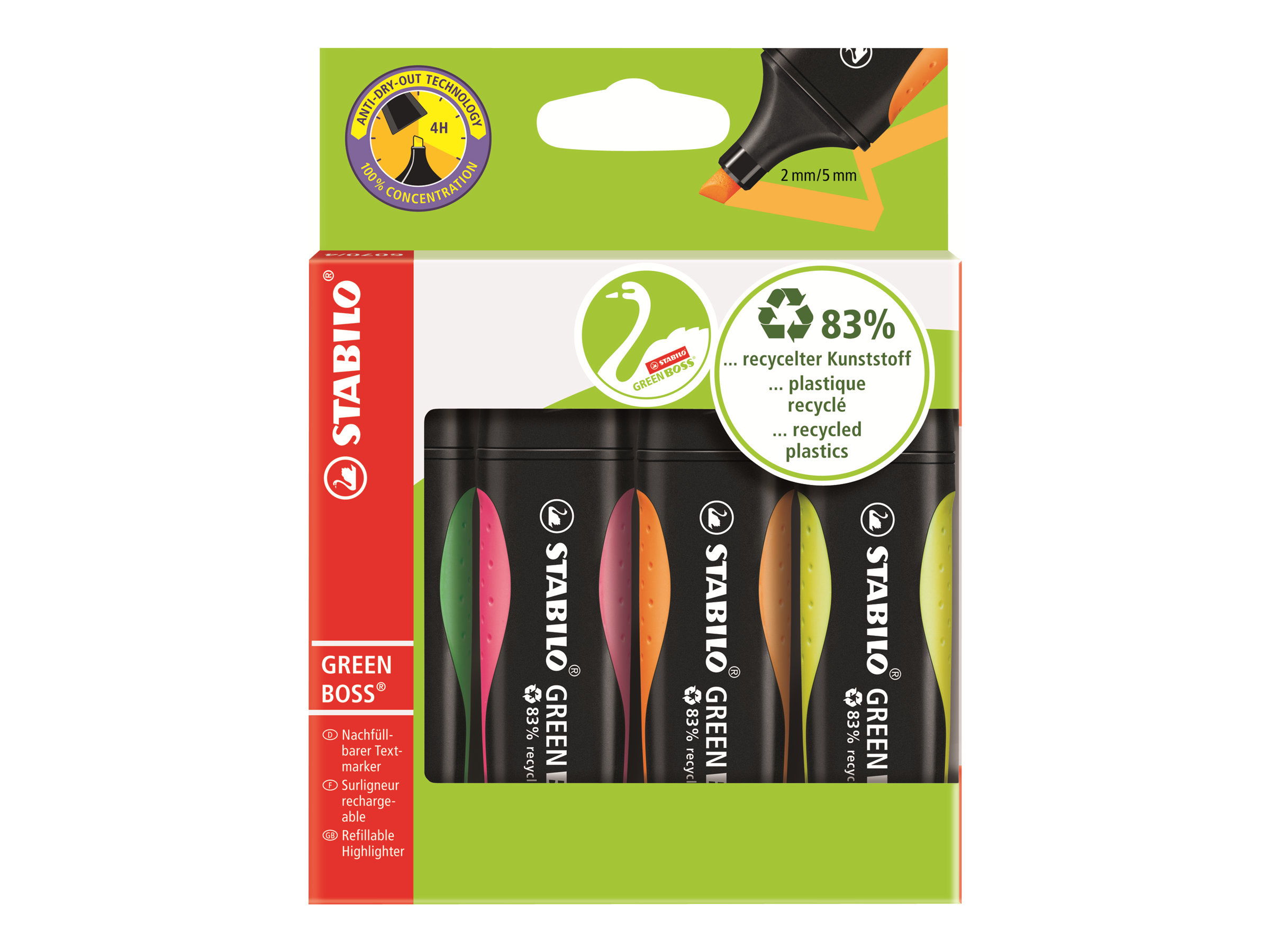 STABILO GREEN BOSS Textmarker farbsortiert, 4 St. STABILO GREEN BOSS Textmarker farbsortiert, 4 St.