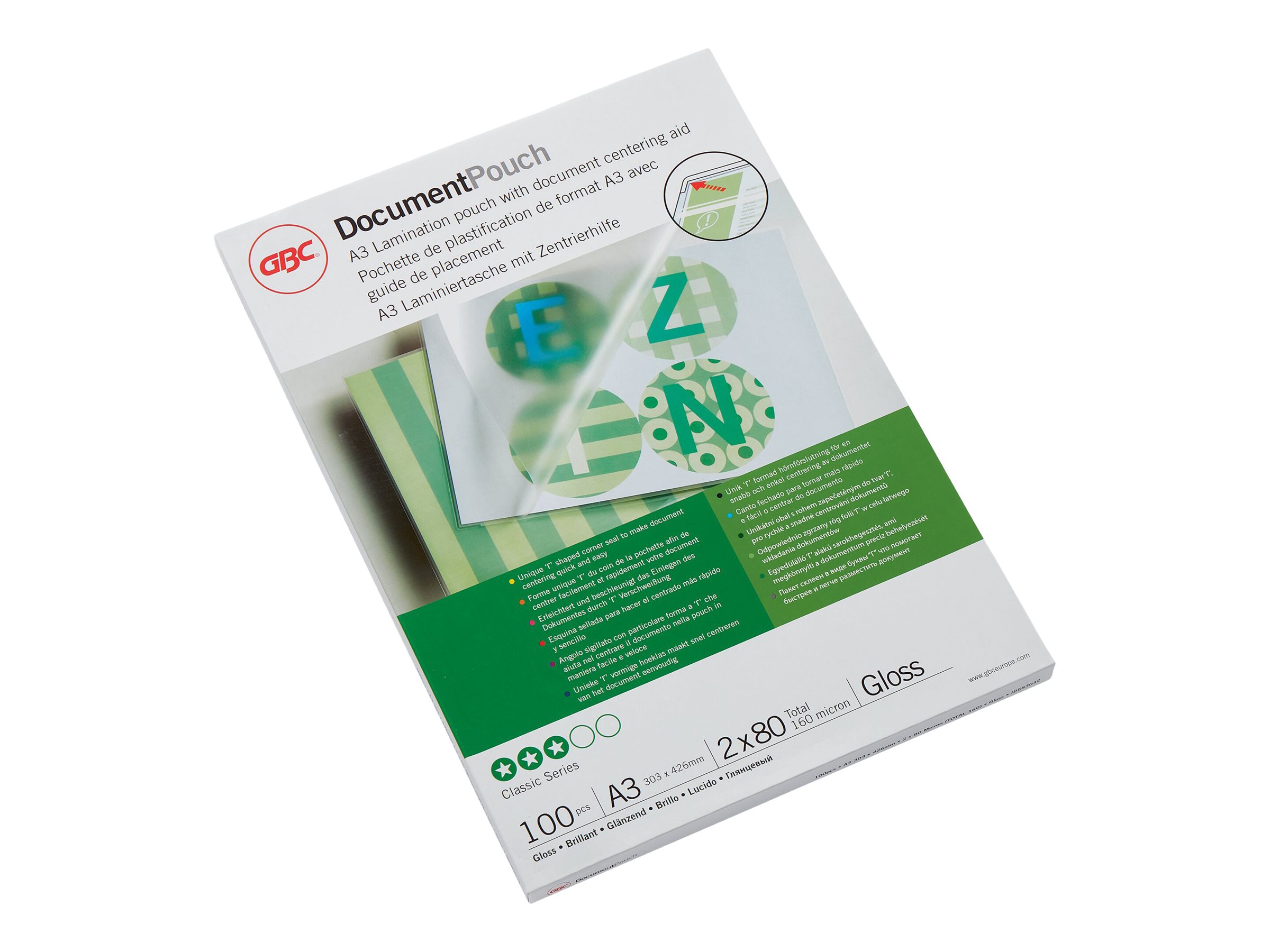 100 GBC Laminierfolien glaenzend fuer A3 80 micron 100 GBC Laminierfolien glaenzend fuer A3 80 micron