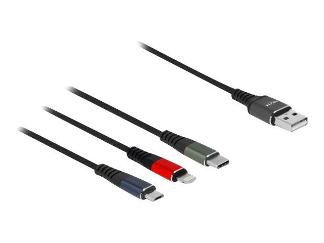 Delock USB Ladekabel 3 in 1 fuer Lightning / Micro USB / USB Type-C 1 m Delock USB Ladekabel 3 in 1 fuer Lightning / Micro USB / USB Type-C 1 m