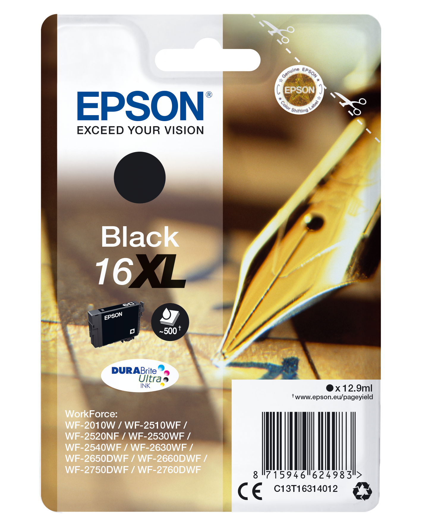 C13T16314012 EPSON WF Tinte black HC 500