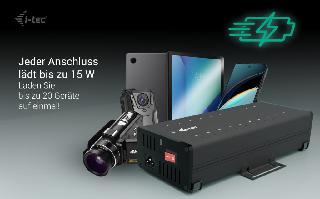 ITEC USBCUSBA Metal ChargingData HUB 15W pro Port 20x USBC integriertes Netzteil 360W