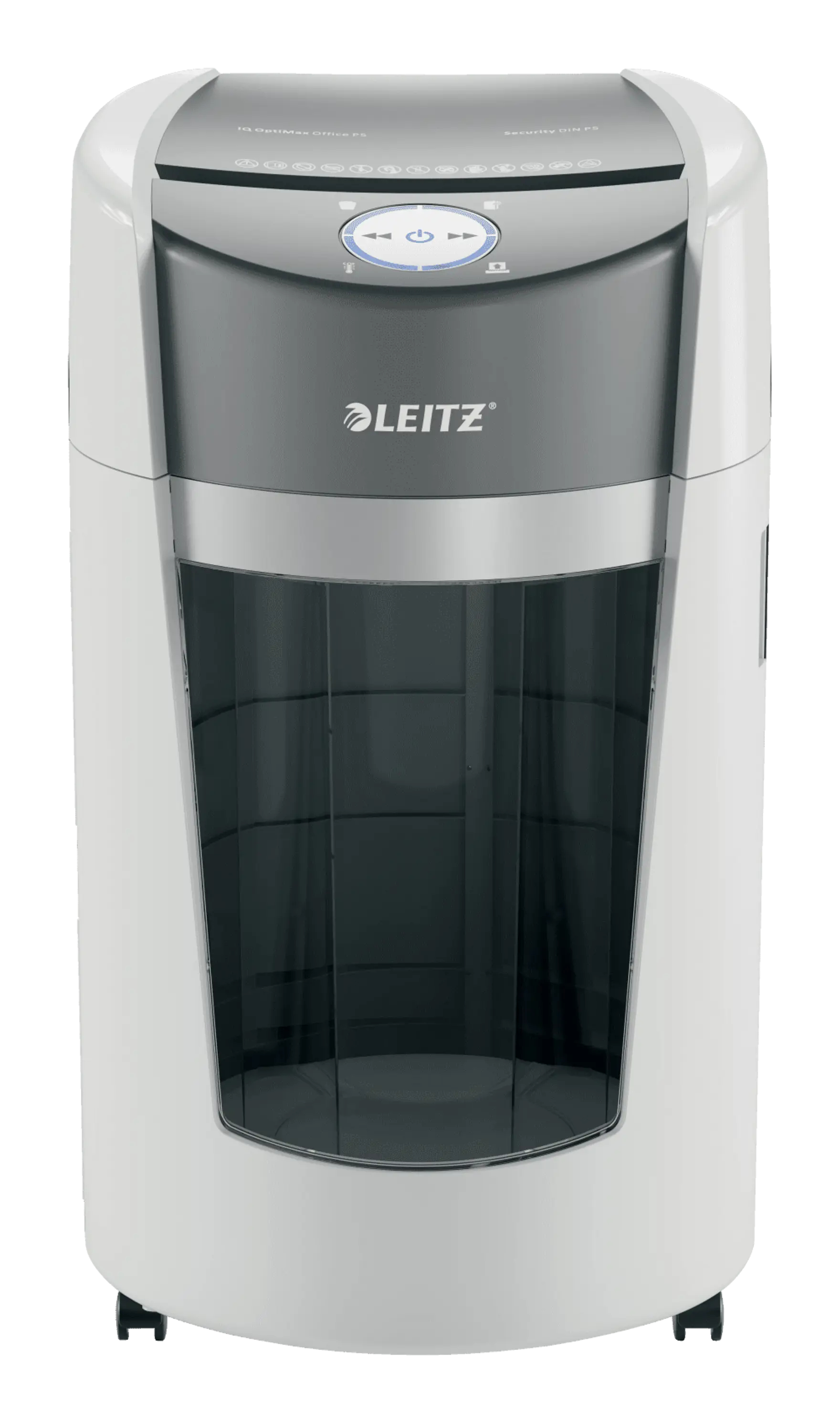 LEITZ IQ OptiMax Office 550 Aktenvernichter mit Partikelschnitt P5, 2 x 15 mm, bis 10 Blatt, weiß