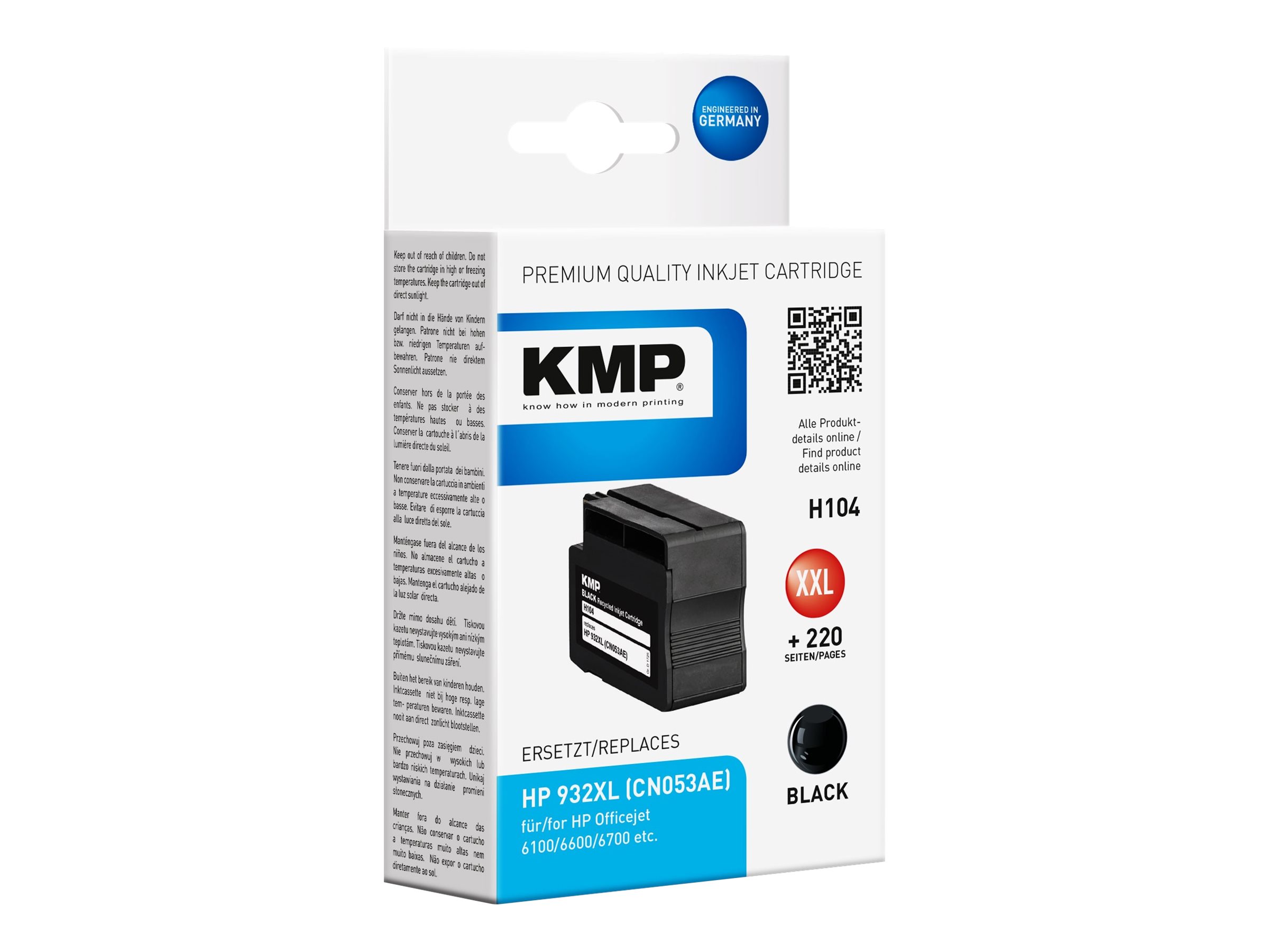 KMP H104 schwarz Druckerpatrone kompatibel zu HP 932XL (CN053AE) KMP H104 schwarz Druckerpatrone kompatibel zu HP 932XL (CN053AE)