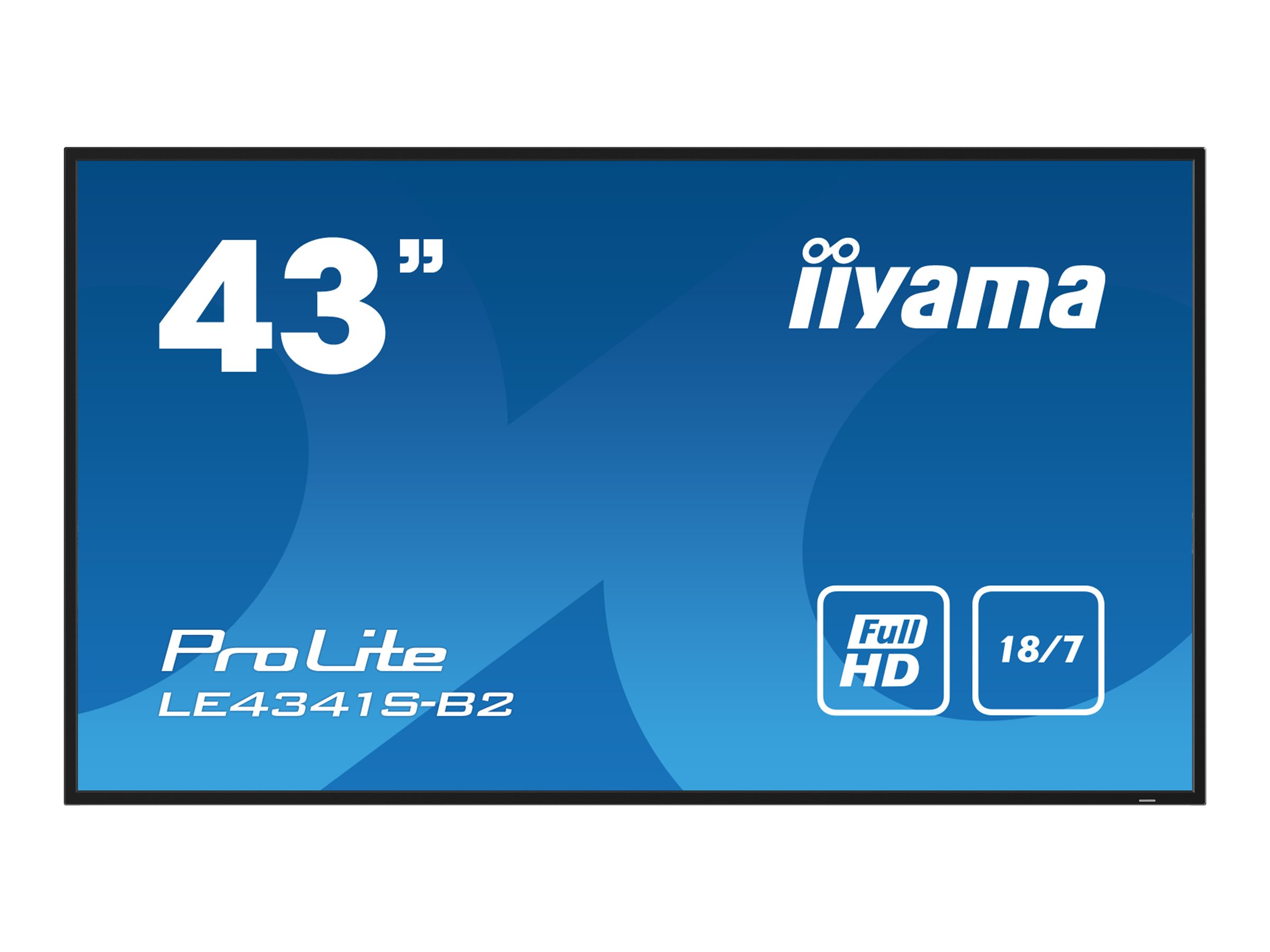 IIYAMA LE4341S-B2 10922cm 43Zoll 1920x1080 IPS panel 1perc Haze 8ms Landscape mode Speakers 2x 10W VGA 3x HDMI 350cd/m Media Play IIYAMA LE4341S-B2 10922cm 43Zoll 1920x1080 IPS panel 1perc Haze 8ms Landscape mode Speakers 2x 10W VGA 3x HDMI 350cd/m Media Play