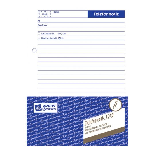 AVERY Zweckform Telefonnotiz Formularbuch 1019