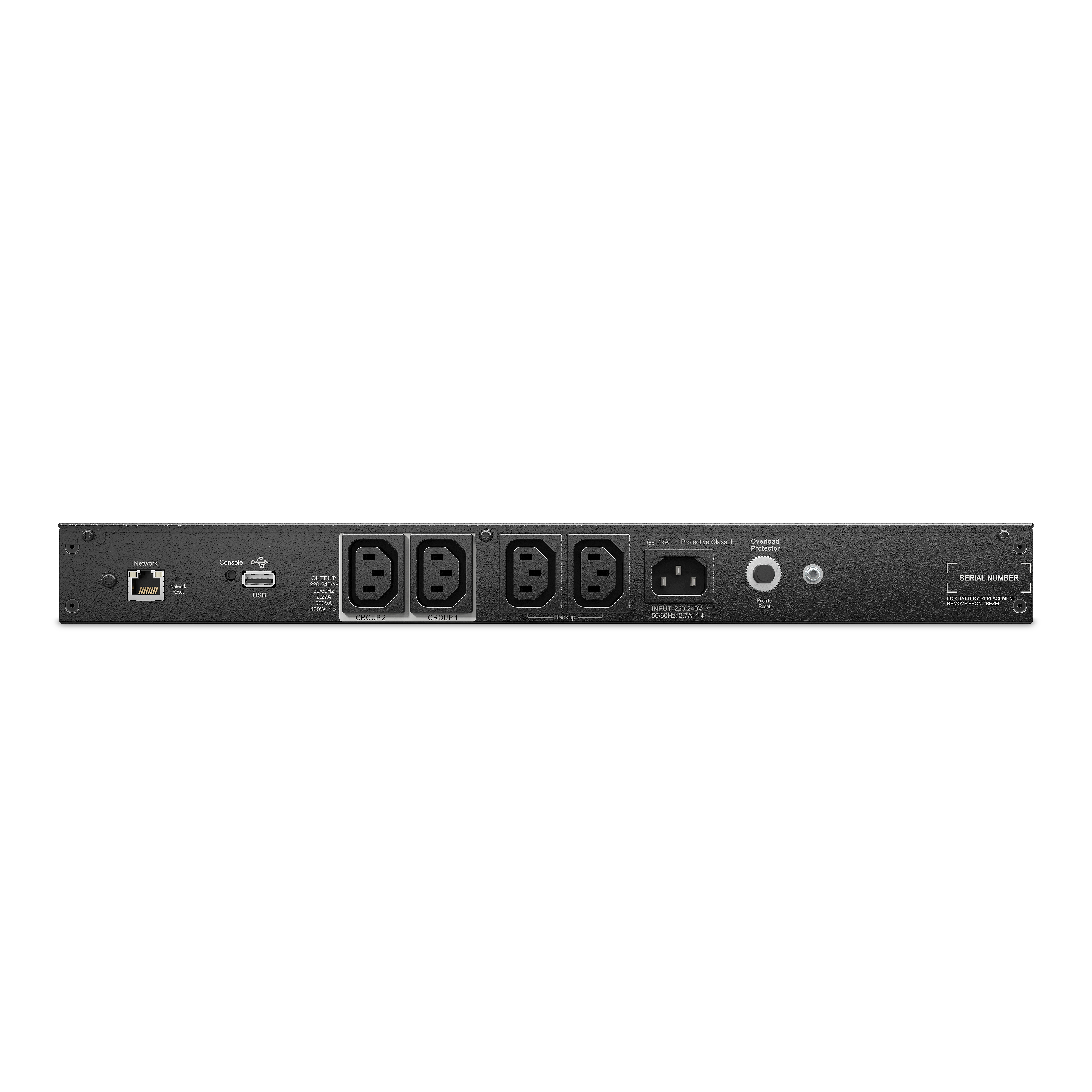 APC SmartUPS SC SCL500RMI1UNC UPS Rack Liion AC 230V 400Watt 500VA Ethernet 10100 USB output connectors 4 1U Black silver