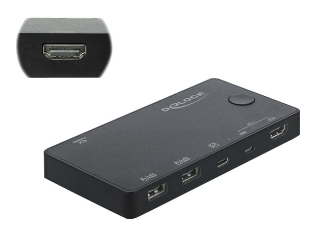 Delock HDMI / USB-C KVM Switch 4K 60 Hz mit USB 2.0