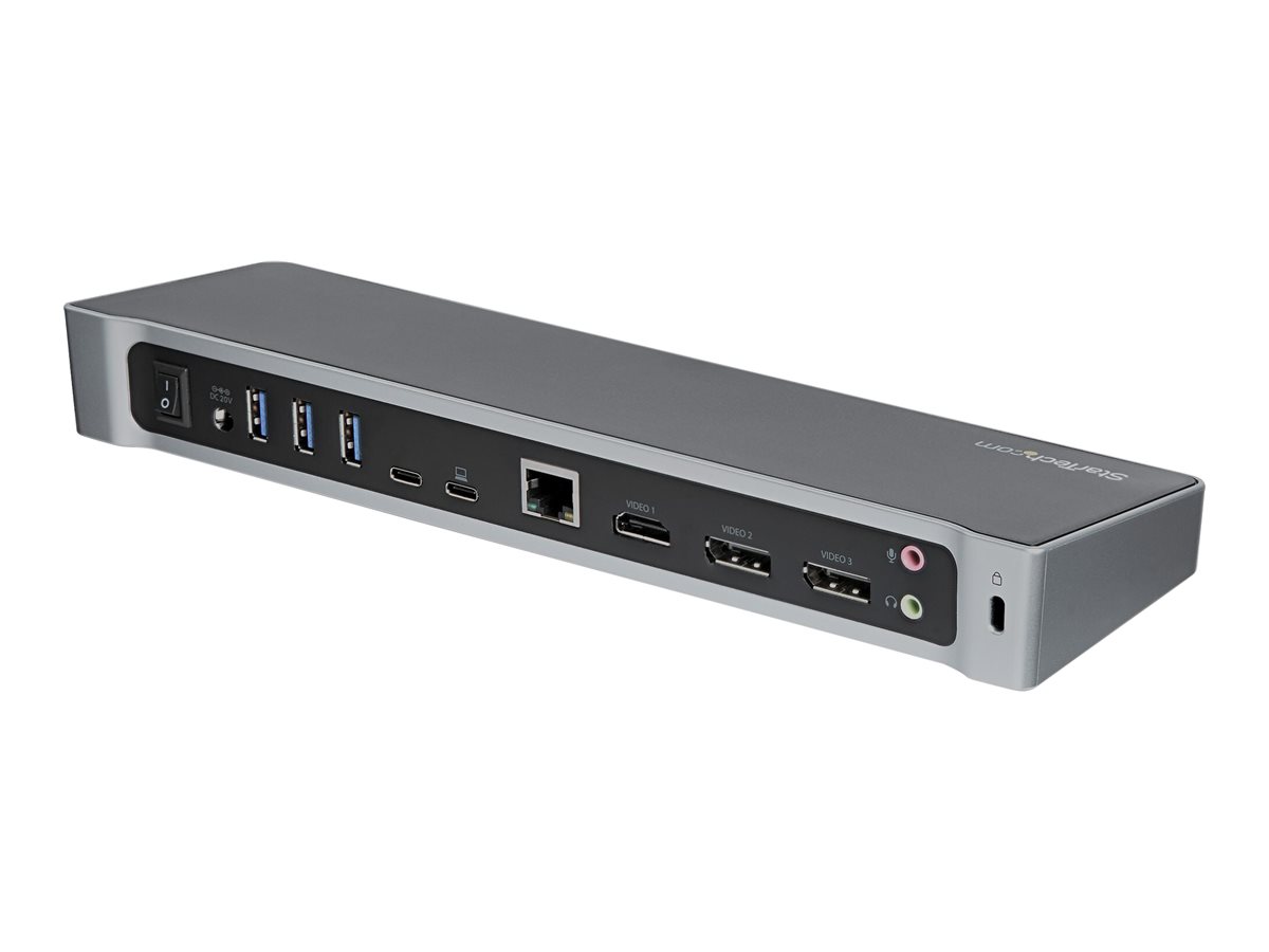 STARTECH.COM USB C Dock - Triple 4K - Mac Windows & Chrome OS - 100W PD - USB C to 2x DP - USB C to HDMI / GbE - 5x USB 3.0