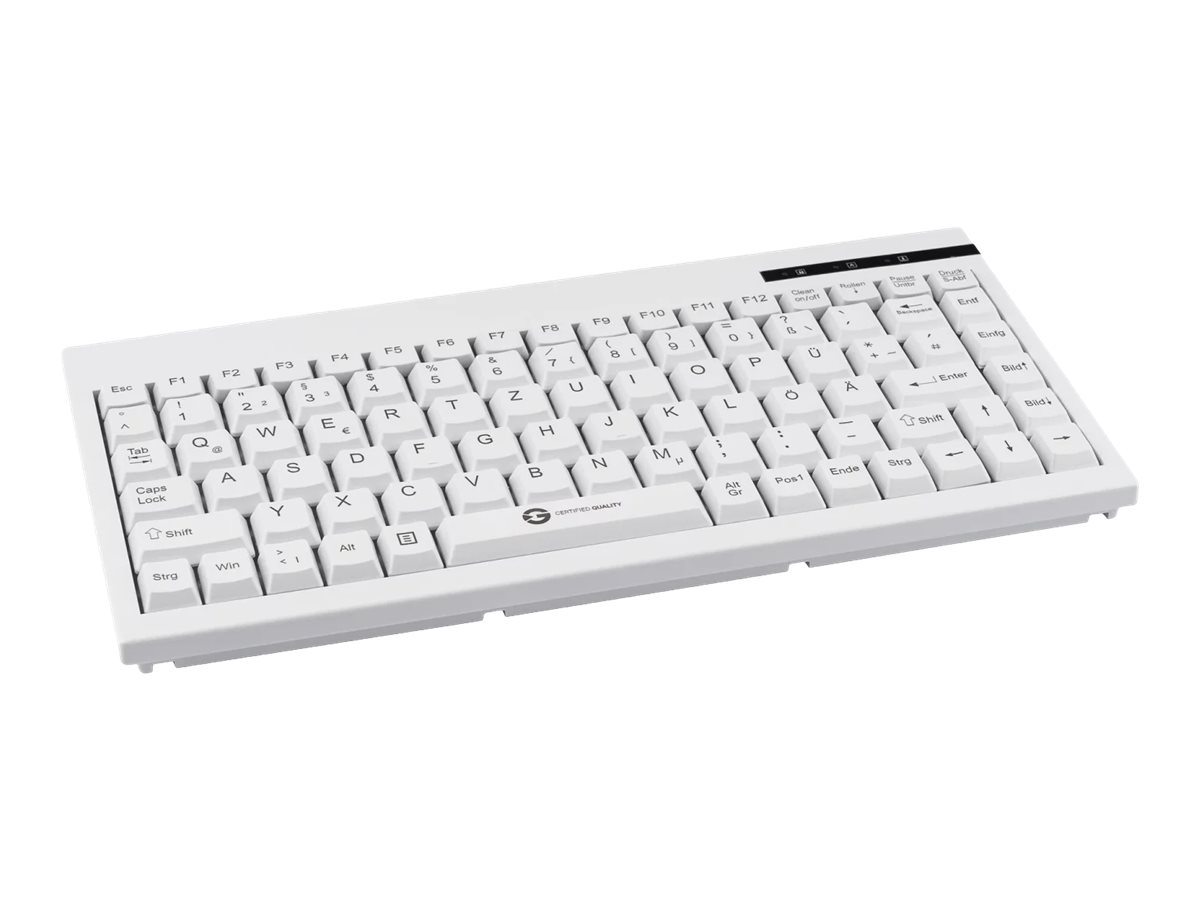 GETT GCQ Cleantype Easy Basic Compact kompakte Tastatur mit Kunststoffgehaeuse 88 Tasten USB Farbe weiss Layout: DE