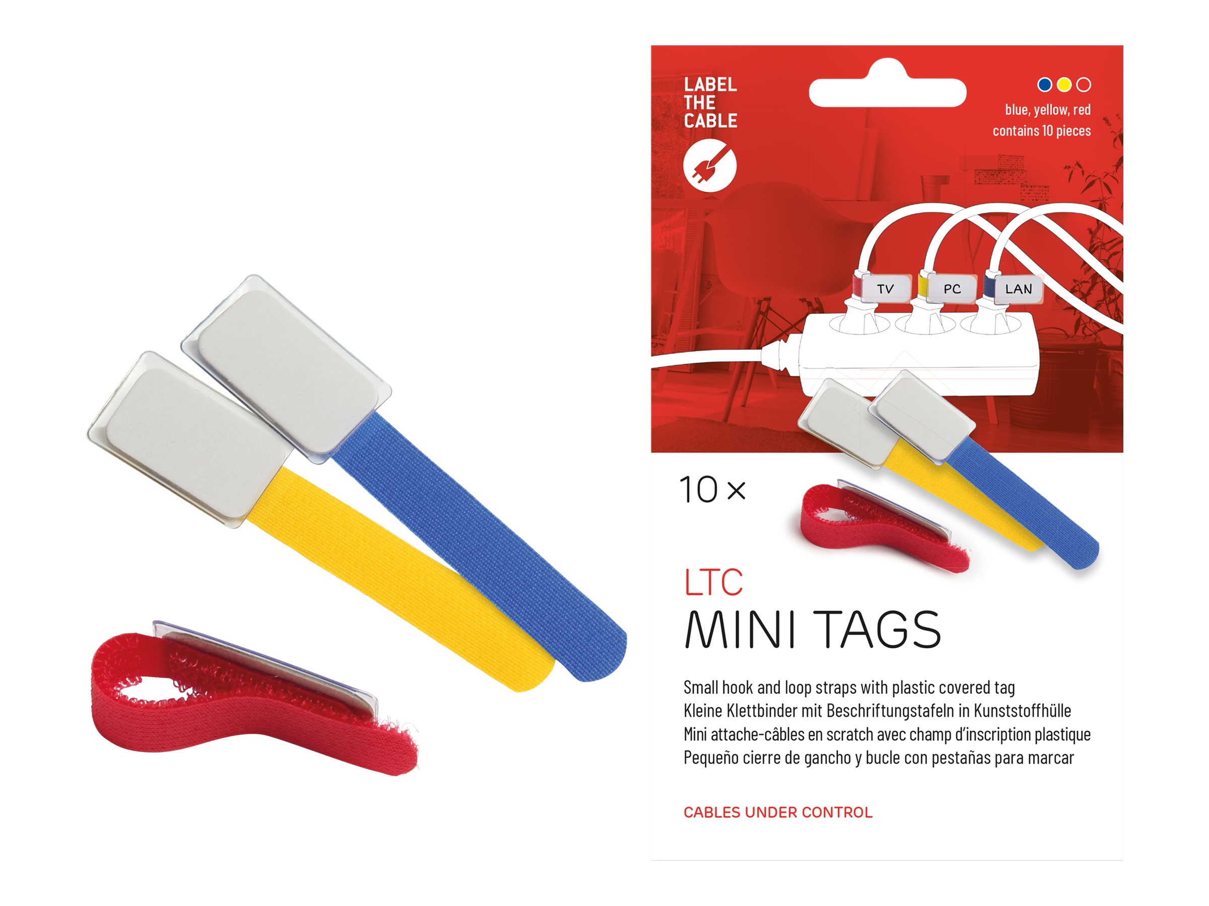 10 LABEL THE CABLE Klettkabelbinder MINI TAGS farbsortiert