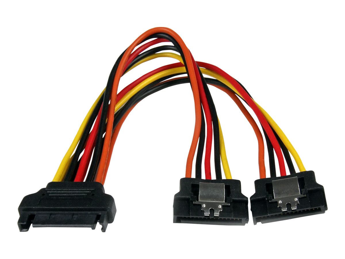 StarTech.com SATA Y-Strom-Adapterkabel mit Verriegelungs Clip 15cm - S-ATA Y Splitter Stromkabel St/Bu - Serial ATA 15pin Y-Adapter - Netz-Splitter - 15.24 cm