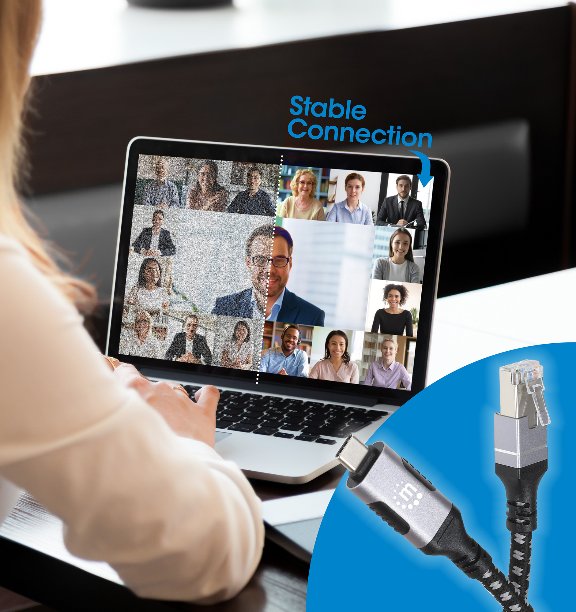 Manhattan Netzwerkkabel USB‑C Gigabit Ethernet 2 m