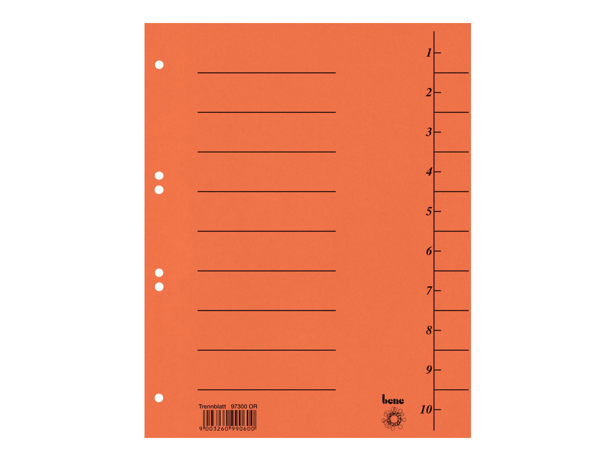 bene Trennblaetter 1-10 orange, 100 St. bene Trennblaetter 1-10 orange, 100 St.