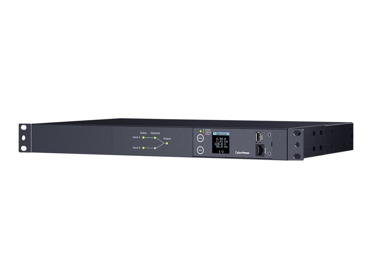 CYBERPOWER METERED ATS PDU PDU24005 230V/20A 1U 8x IEC-320 2x IEC C19 Outlets serieller Port PowerPanel Center Software