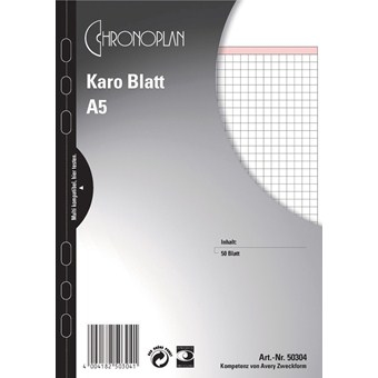 CHRONOPLAN RingbuchErgänzungsblätter kariert A5, 50 Blatt