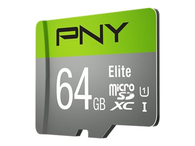 PNY Micro SD Card Elite 64 GB HC Class 10 UHS I U1 SD adapter