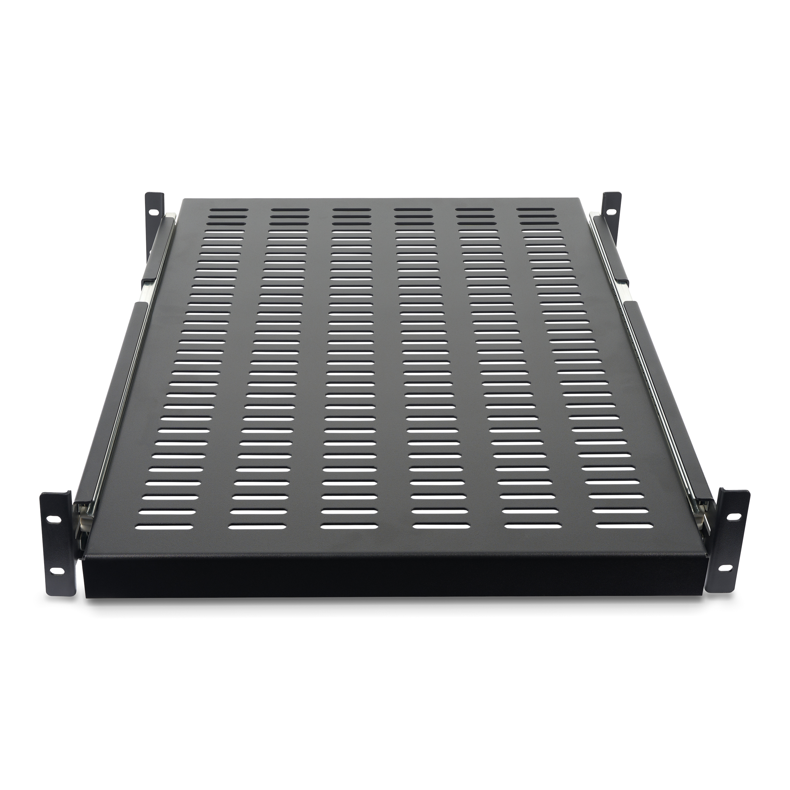 STARTECHCOM 2HE ausziehbarer RackFachboden belUeftet 227kg 19 Zoll Serverschrank RackShelf Schwarz