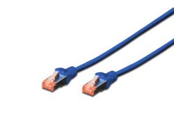 DIGITUS Patchkabel Cat6  S/FTP 2xRJ45 10.0m blau Hebelschutz Polybeutel