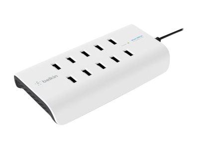 10-Port USB-Ladestation,120W, 2,4A pro Port, Weiß