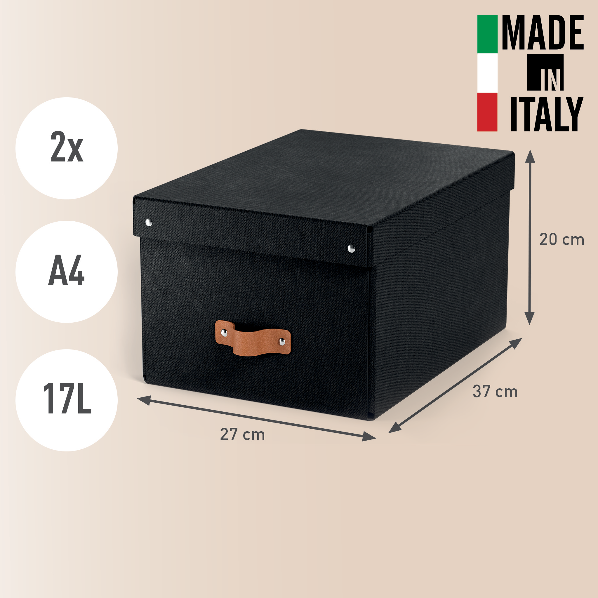 Esselte Leitz Puro Aufbewahrungsbox 17 l schwarz 27×37×20 cm