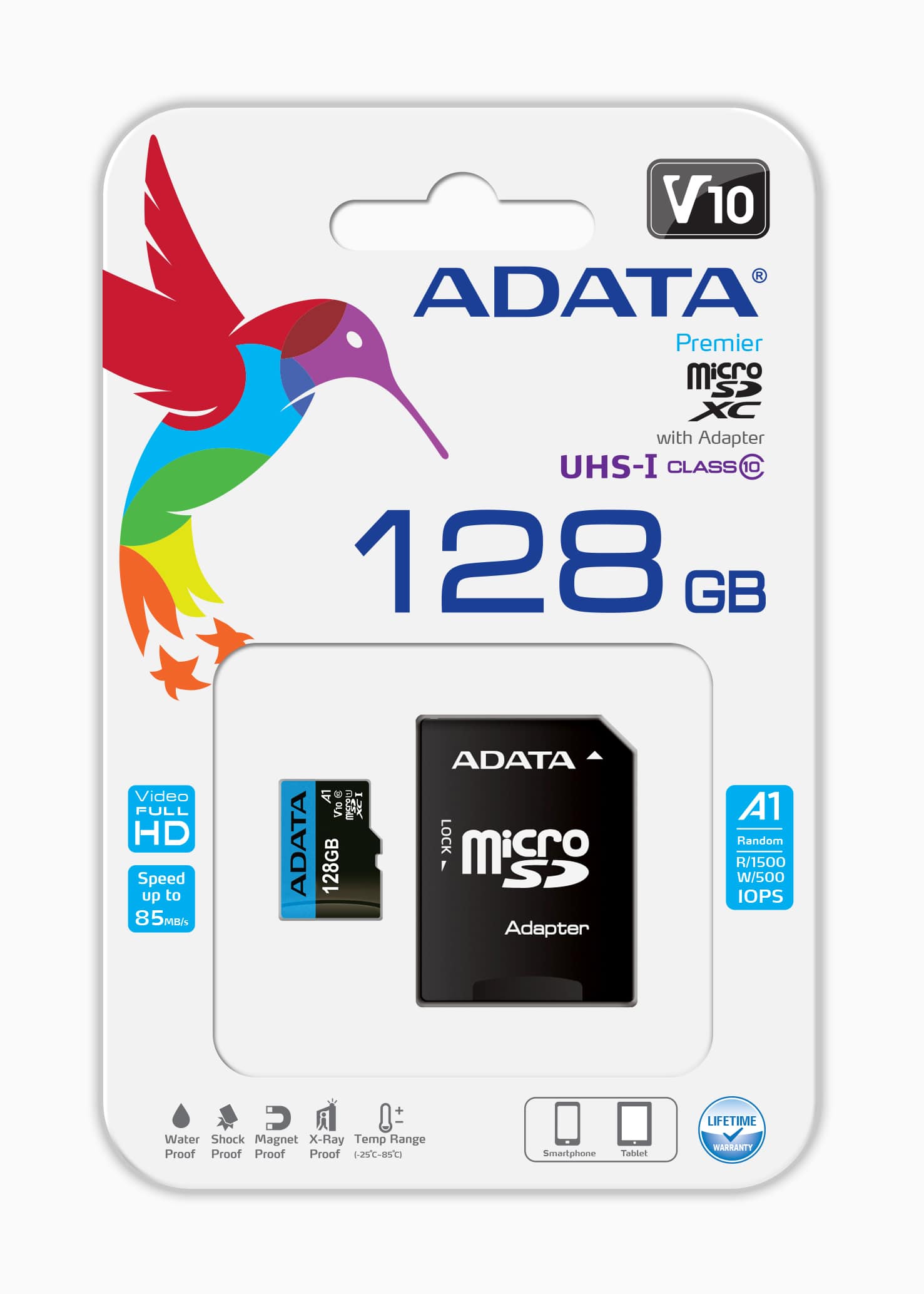 CARD Adata Premier microsdxc 128GB 100R25W UHSI Class 10 A1 V10 Adapter