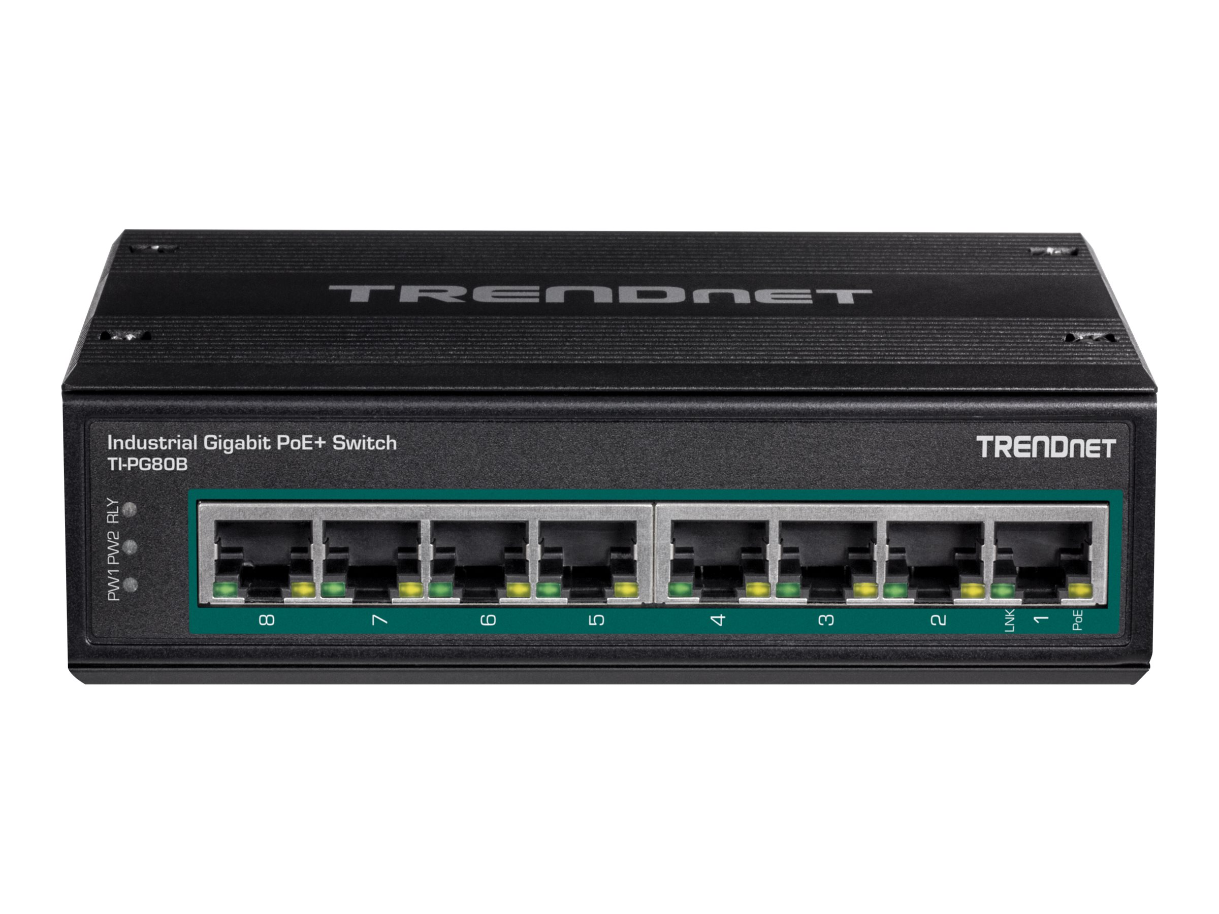 TRENDNET TI-PG80B 8-Port PoE+ Switch Industrial Gigabit DIN-Rail 24-56V