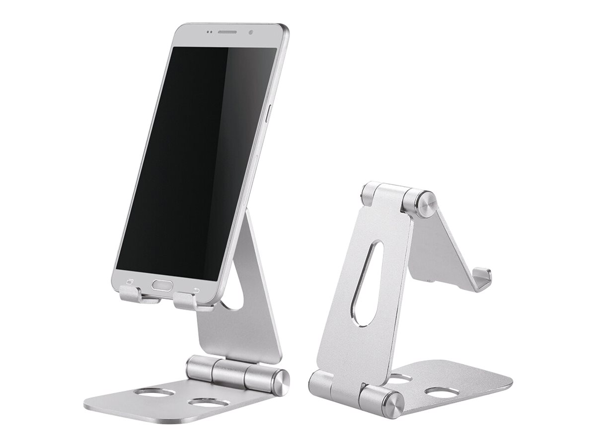 NEOMOUNTS SmartPhone Handy Halter Telefonständer DeskStand bis 18cm 7Zoll klappbar kompakt silber