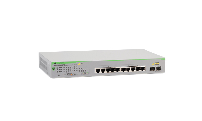 ALLIED Gigabit webSmart switch 8x 101001000T PoE 2x SFP Ports and single fixed PSU EU Power Code