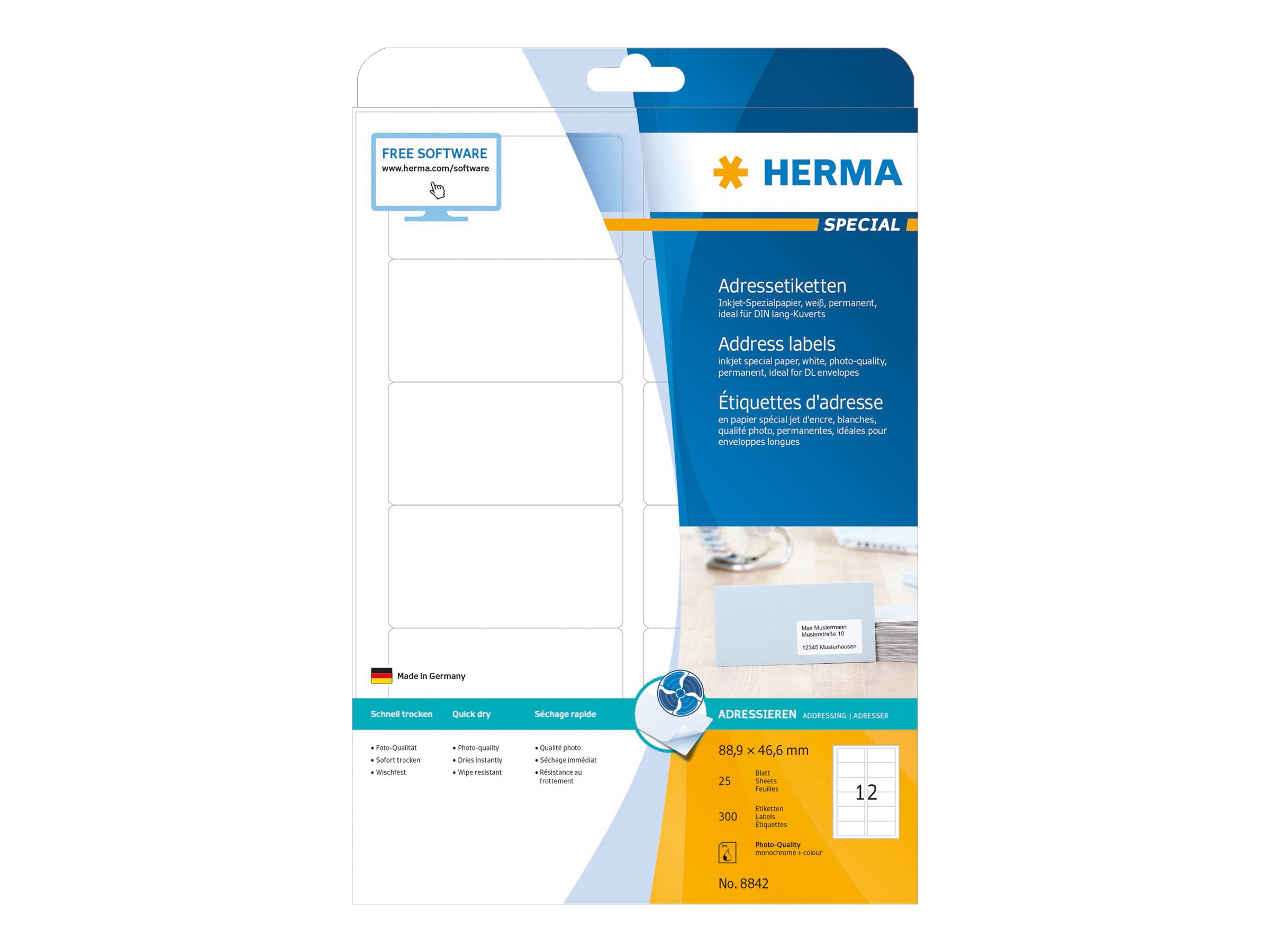 300 HERMA Adressetiketten 8842 weiss 88,9 x 46,6 mm 300 HERMA Adressetiketten 8842 weiss 88,9 x 46,6 mm