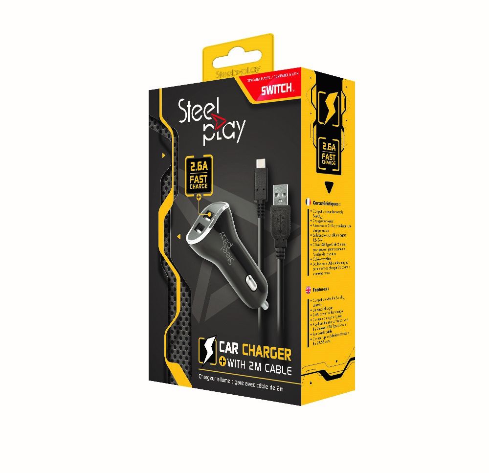 LEXIP X STEELPLAY Car Charger with 2 USB Ports 26A 2m Charge Cable Switch