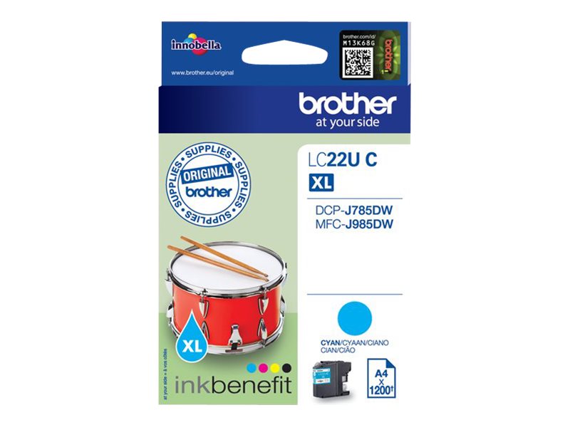 LC22UC BROTHER MFC Tinte cyan 1200Seiten LC22UC BROTHER MFC Tinte cyan 1200Seiten