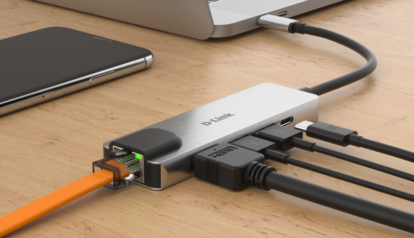 DLINK DUBM520 5In1 USBC Hub 2x SuperSpeed USB 30 1x 4K HDMI 1x USBC mit Ladefunktion bis 60W 1x RJ45