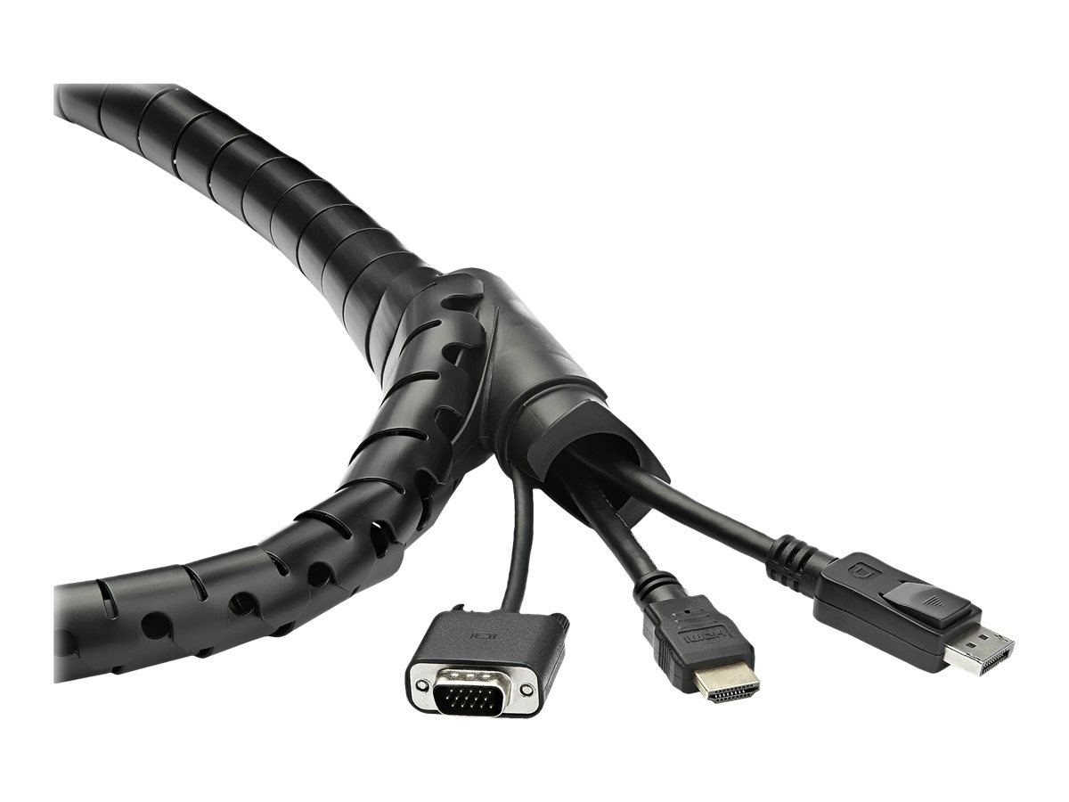 STARTECH.COM 2.5m 8.2ft Cable Management Sleeve - Spiral - 1inch 25mm Diameter - W/ Cable Loading Tool - Black CMSCOILED2