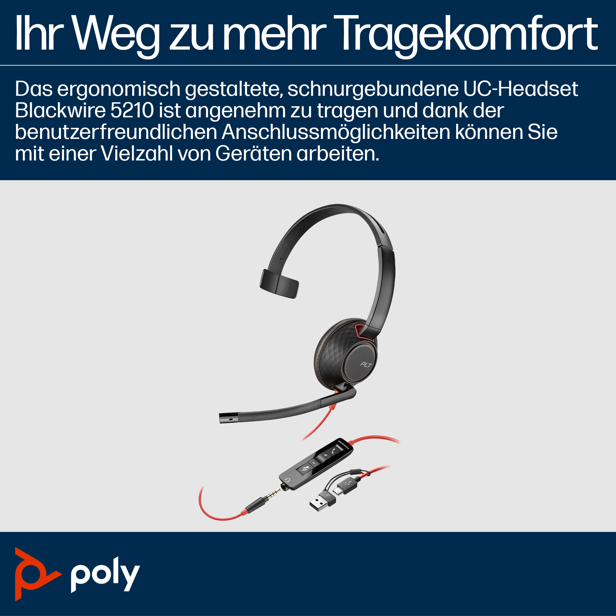 HP Poly Headset Blackwire C5210 Mono USBCA 35 mm bulk