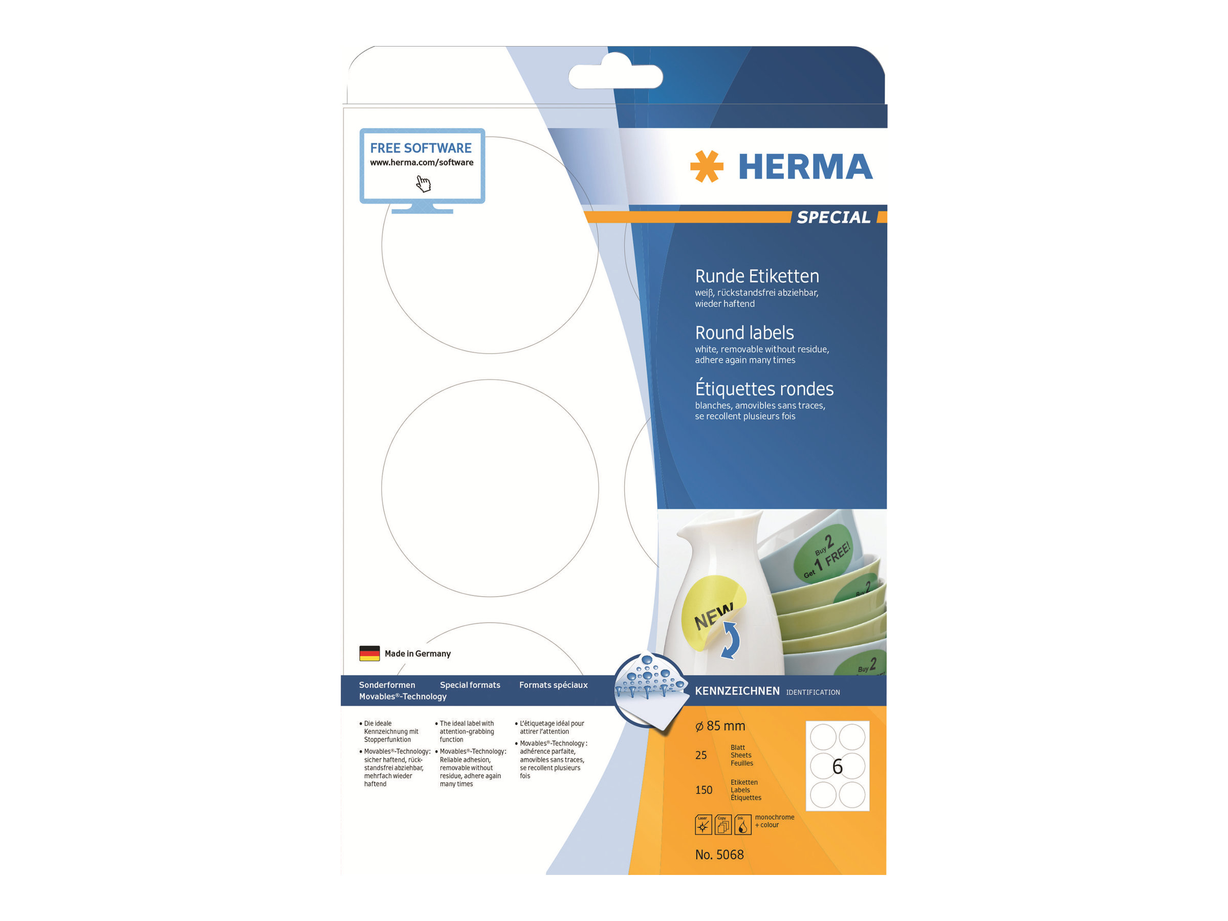 150 HERMA Etiketten 5068 weiss 85,0 x 85,0 mm 150 HERMA Etiketten 5068 weiss 85,0 x 85,0 mm