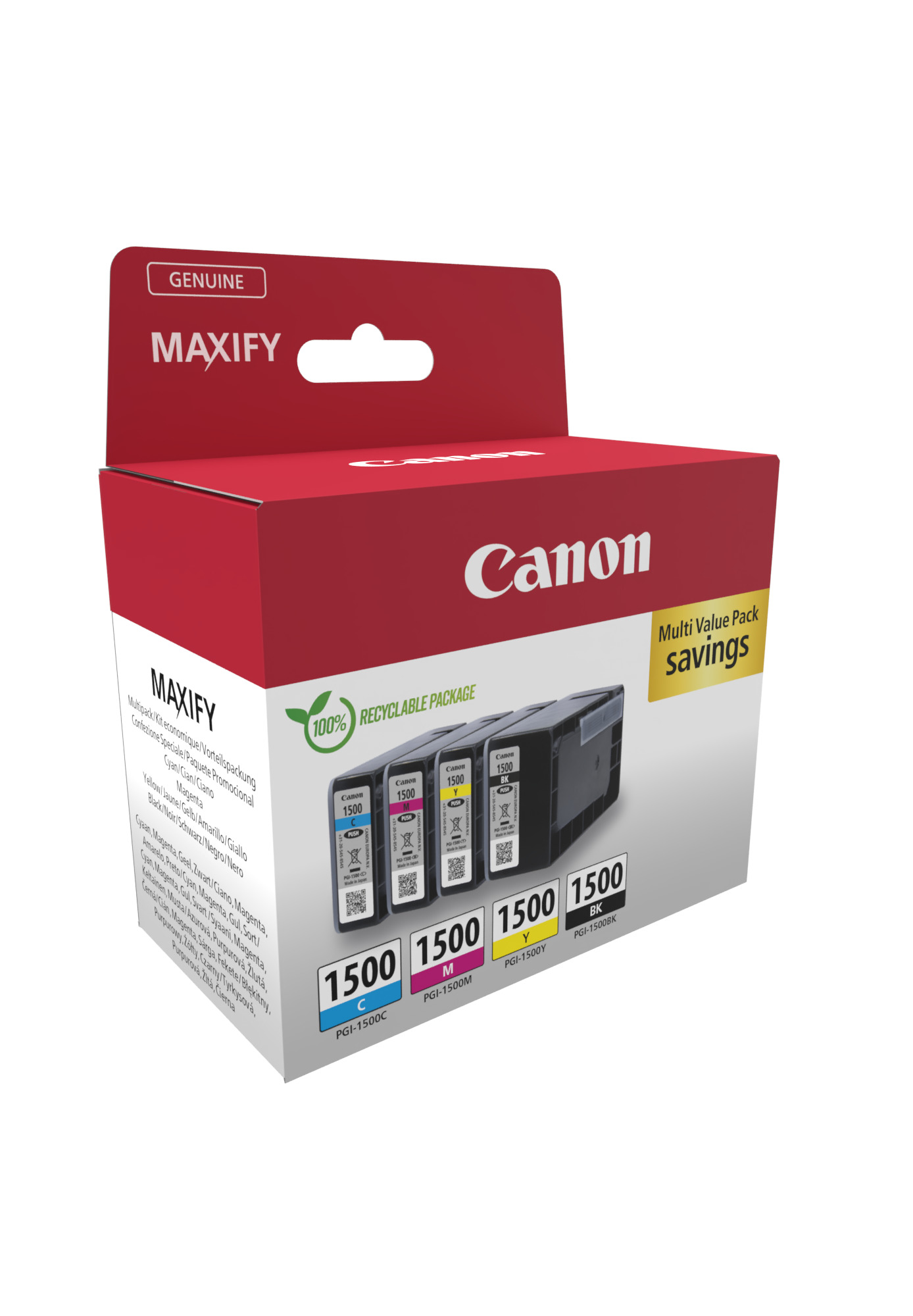 Canon PGI1500 BKCMY schwarz, cyan, magenta, gelb Druckerpatronen, 4erSet