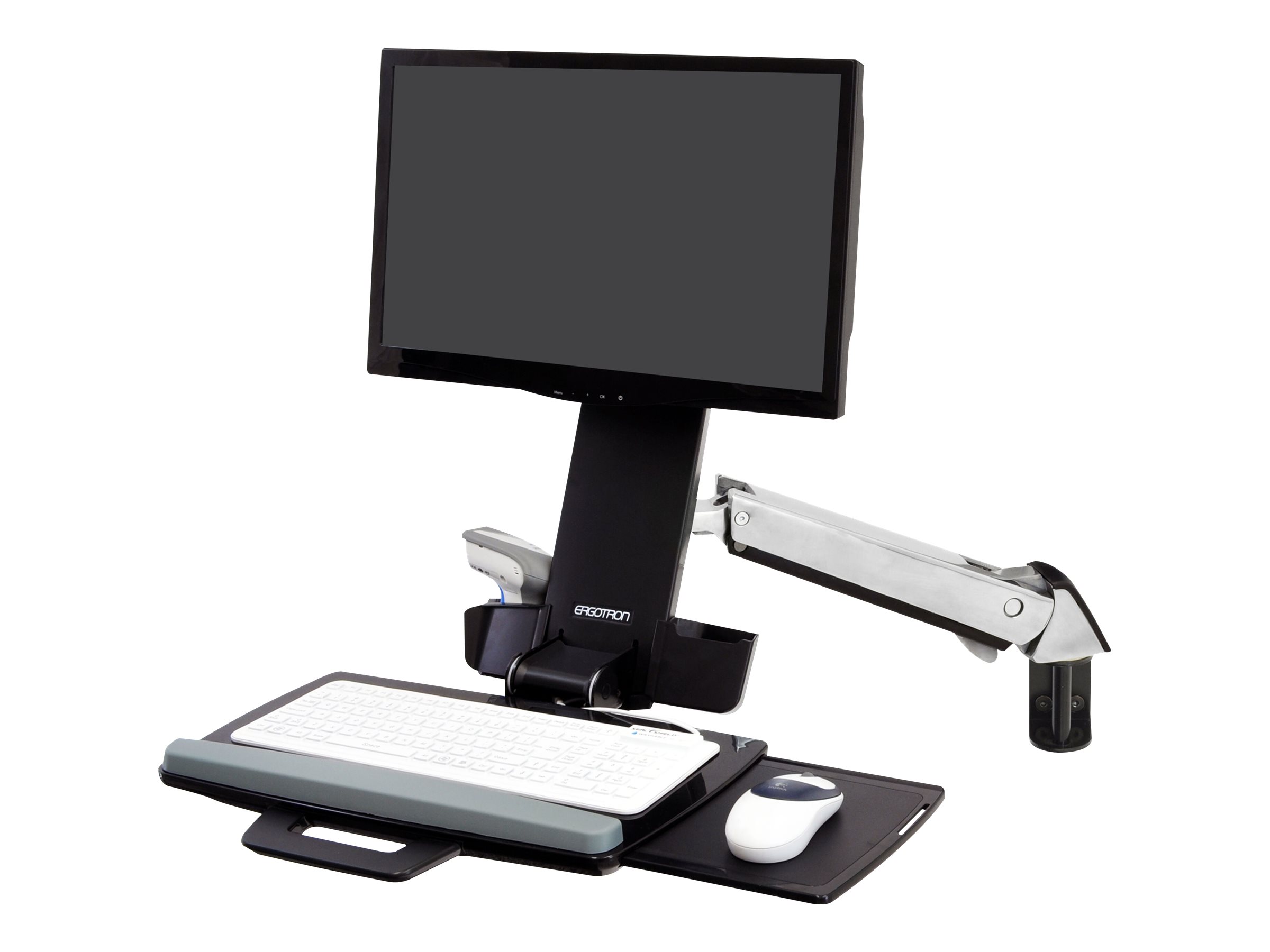 ERGOTRON StyleView Sit-Stand Combo Arm mit Ablageflaeche Wandmontage LCD bis 61cm 24Zoll bis 13,2kg. Anhebung bis 64cm