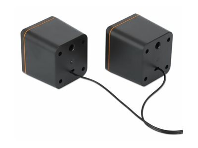 MANHATTAN Lautsprecher für PC und Laptop 2600 Series zwei verbundene Lautsprecher 1,4 m USB-Kabel USB-C/USB-A-Adapter schwarz/orange