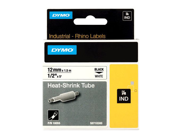 DYMO Schrumpfschlauch RHINO 18055, 12 mm schwarz auf weiss DYMO Schrumpfschlauch RHINO 18055, 12 mm schwarz auf weiss