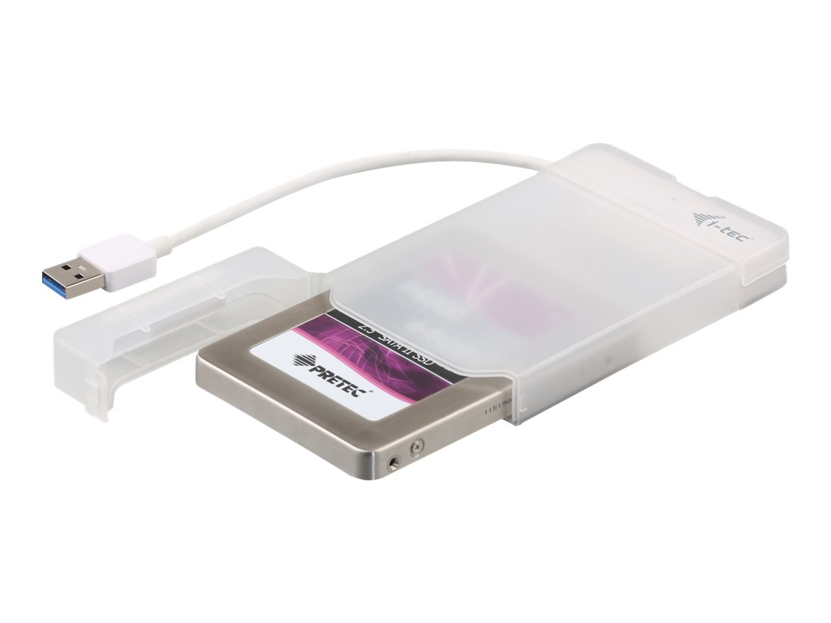 I-TEC USB 3.0 Advance MySafe Easy Gehaeuse 6,4cm 2,5Zoll Festplattengehaeuse fuer SATA HDD Festplatten, integriertes Kabel, weiss