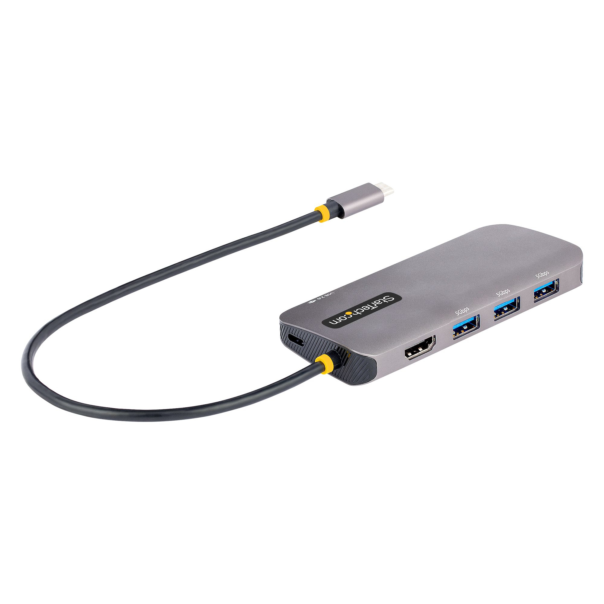 STARTECHCOM USB C Multiport Adapter 4K 60Hz HDMI HDR10 Video 3 Port 5Gbps USBA Hub 100W PD PassThrough GbE Mini Travel Dock
