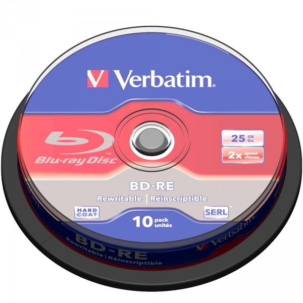 Bluray Verbatim 25GB 10pcs BD-RE Spin 2x single layer