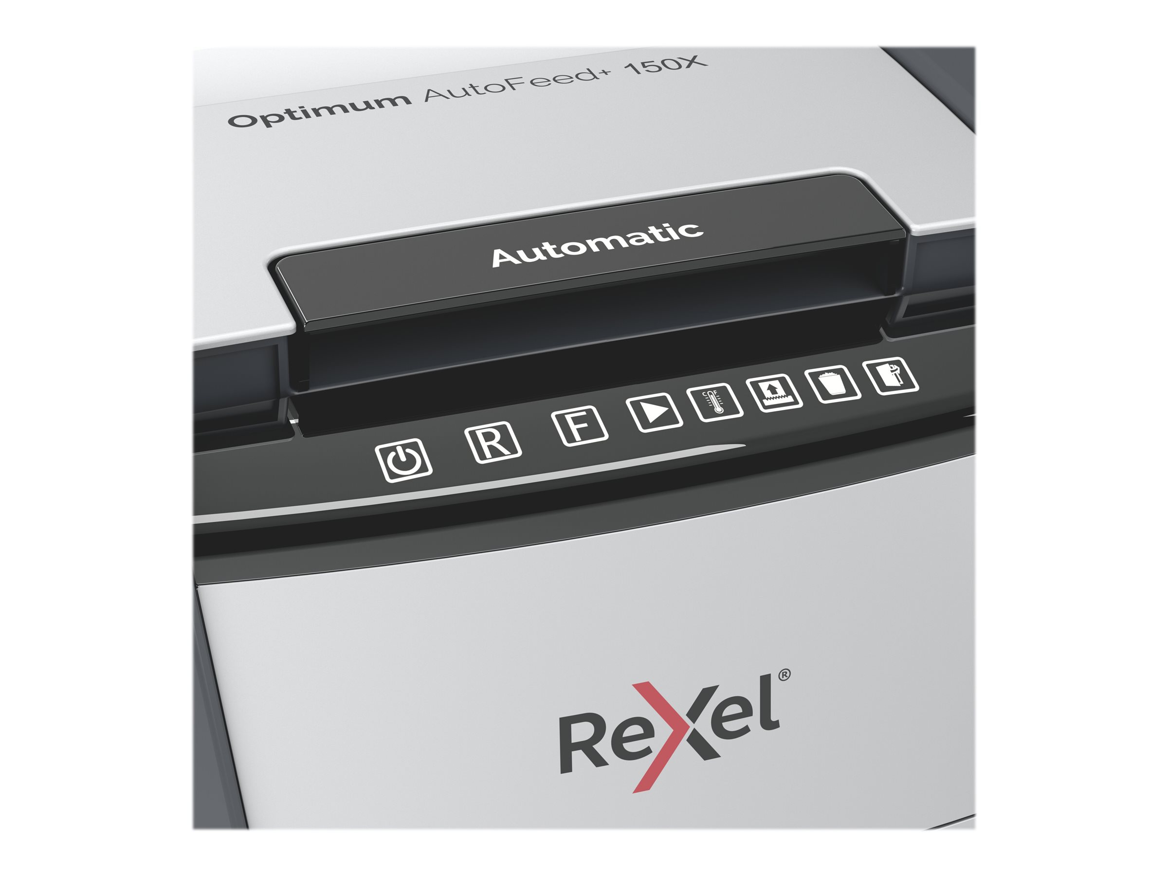 Rexel Optimum AutoFeed+150X Aktenvernichter mit Partikelschnitt P-4, 4 x 28 mm, bis 150 Blatt, schwarz