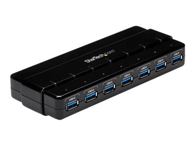 StarTech.com 7 Port USB 3.0 SuperSpeed Hub - USB 3 Hub Netzteil / Stromanschluss und Kabel - Schwarz - Hub - 7 Anschlüsse