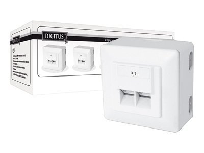 DIGITUS CAT 6, Klasse E, Datendose Aufputz reinweiß, Set=5 St.