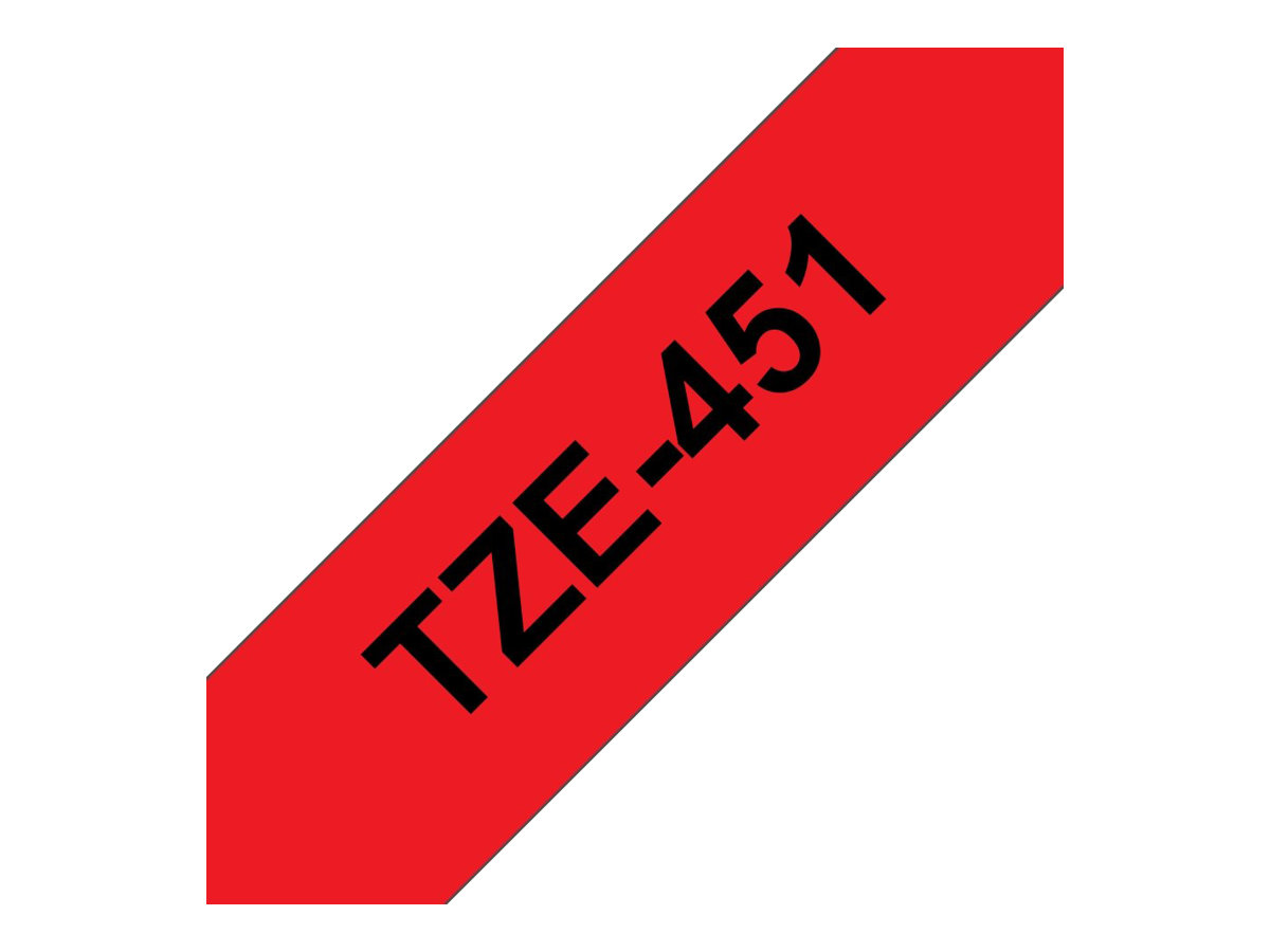 Brother TZe-451 - Standard-Klebstoff - schwarz auf rot - Rolle (2,4 cm x 8 m)