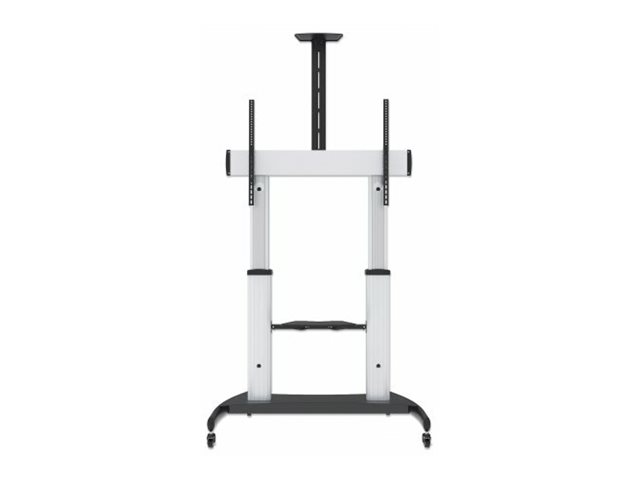 MANHATTAN Premium TV-Staender auf Rollen Traglast bis 100kg 60Z bis 100Z neigbar hoehenverstellbar 2 Fachboeden silber/schwarz