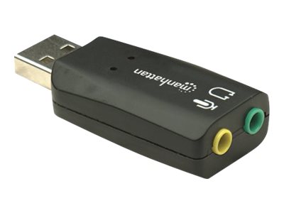 MANHATTAN Hi-Speed USB 3D Sound Adapter stellt Mikrofoneingang und Audioausgang an einem USB-Port zur Verfuegung 3D und Virtual 5.1